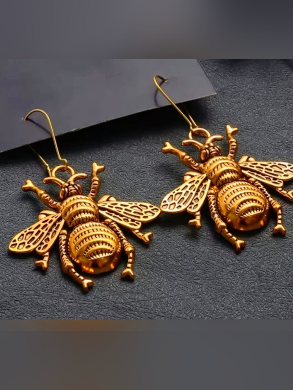 Gold Bee Statement Drop Earrings - Women Jewelry